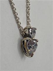 PANDORA Double Heart Pendant Sparkling Collier Necklace 17.7